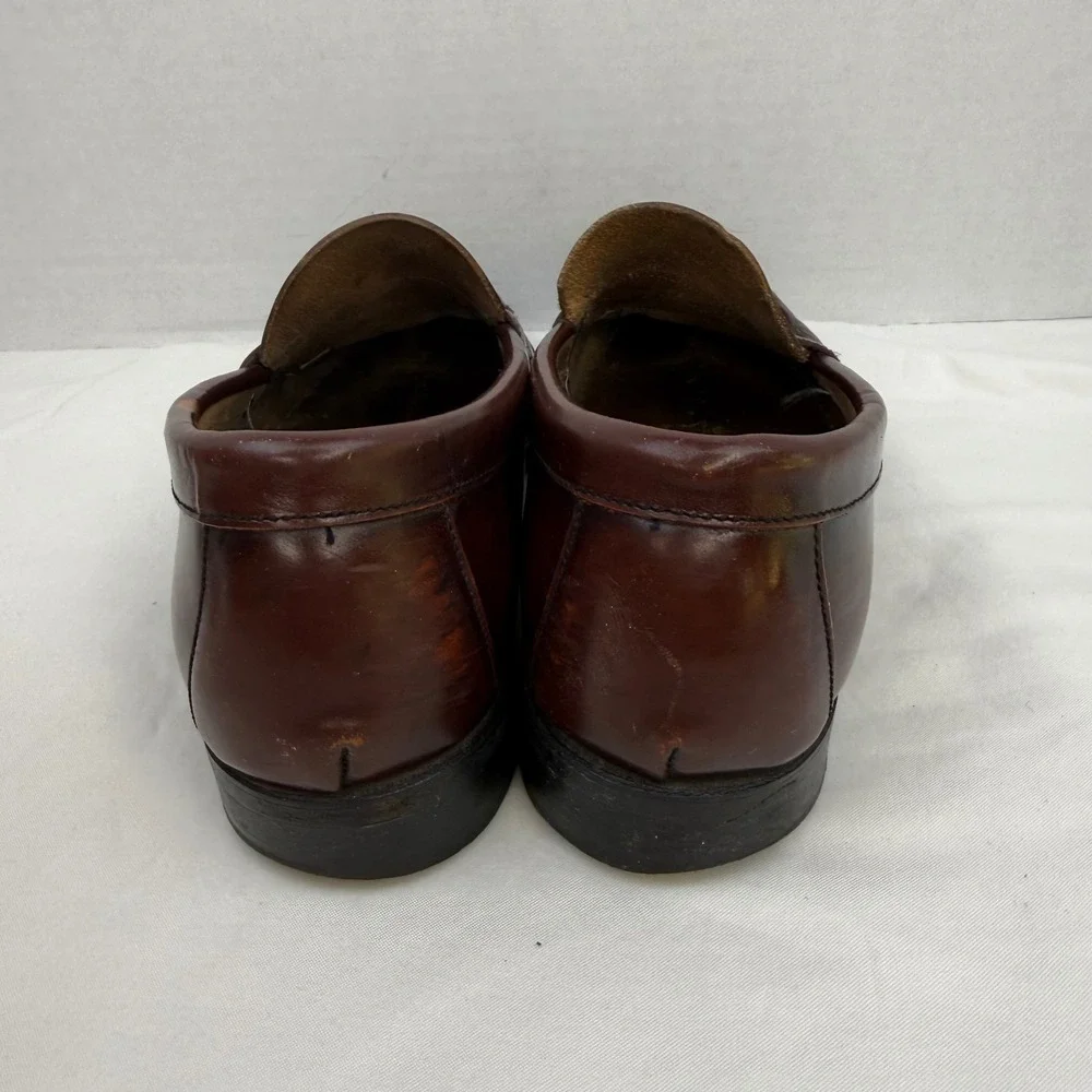Florsheim Mens Burgundy Leather Penny Loafers Moc Toe Dress Shoes 9D 11946